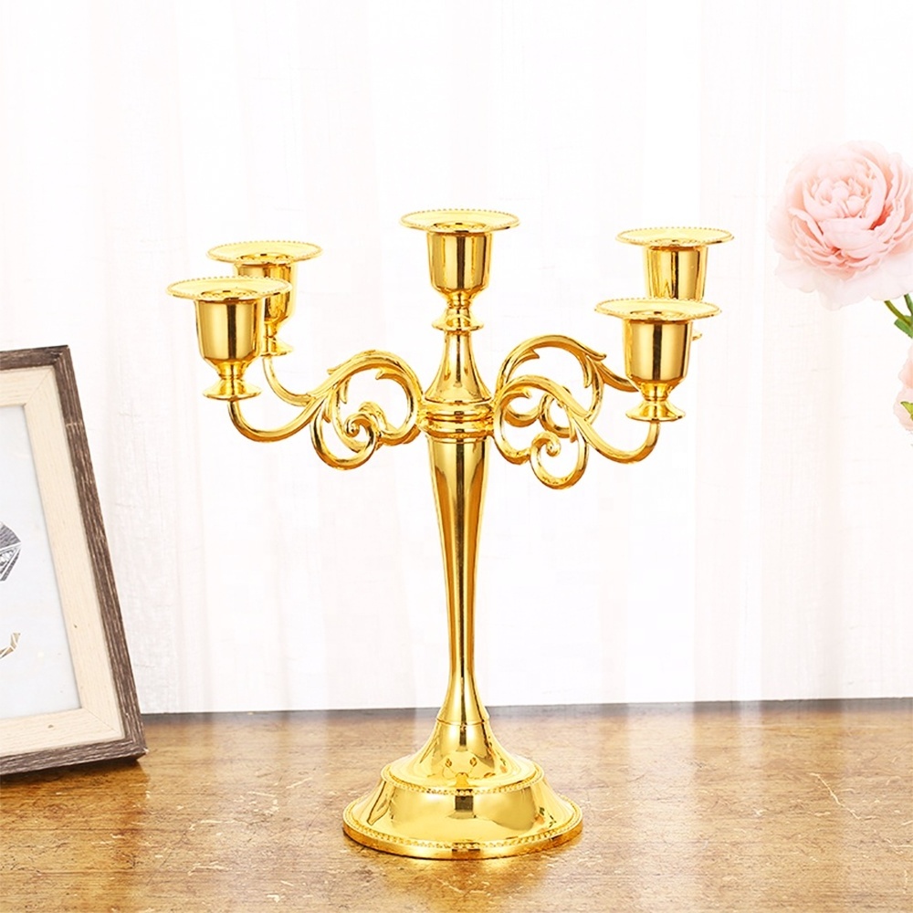 Wedding Church Holiday Decor Halloween 5 candles Taper Candle Holder Stand  floor weddings gold candelabra centerpiece