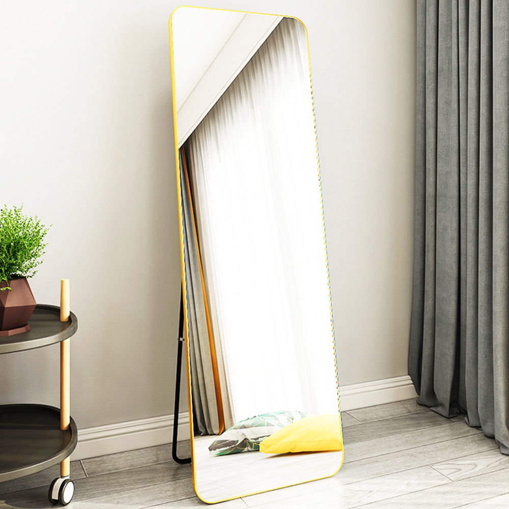 Reusable wavy asymmetrical floor mirror tempered glass mirror dancing floor Standing Easel Full Length oversized floor mirror