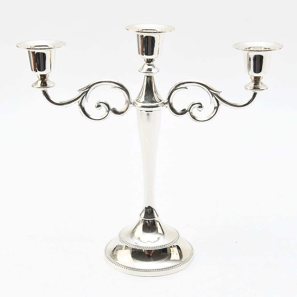 Reusable KD Wedding Church Holiday Decor Reusable Halloween Gold Silver Taper Candle Holder Stand 3 Candle Metal candelabra