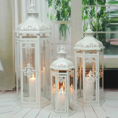 White garden decoration moroccan lantern set of 3 metal lantern BestSuppliers