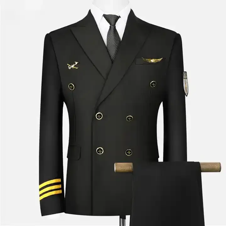 White Classic Plain Short Sleeve Mens Long sleeve Pilot Uniform T Shirts with Epaulette Airline Pilot Uniform