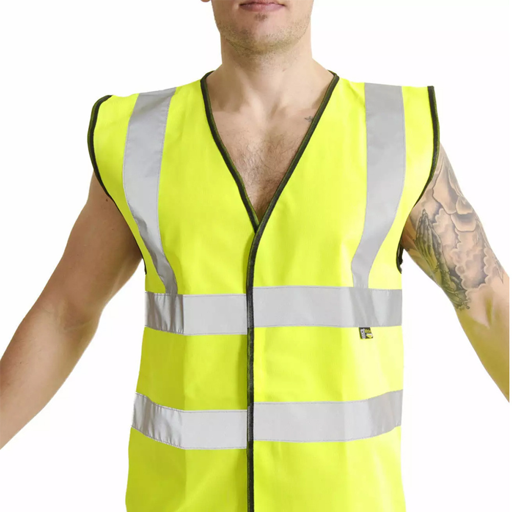 Customized Logo black colo Security Guard High Visibility Reflective Vest Front Zipper Cheap price safety jacket vests work wear