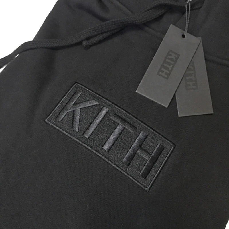 High Quality Thick Kith Box Logo Hoodie Men Women Embroidery Black Red Pink KITH Sweatshirts Casual Loose Pullover