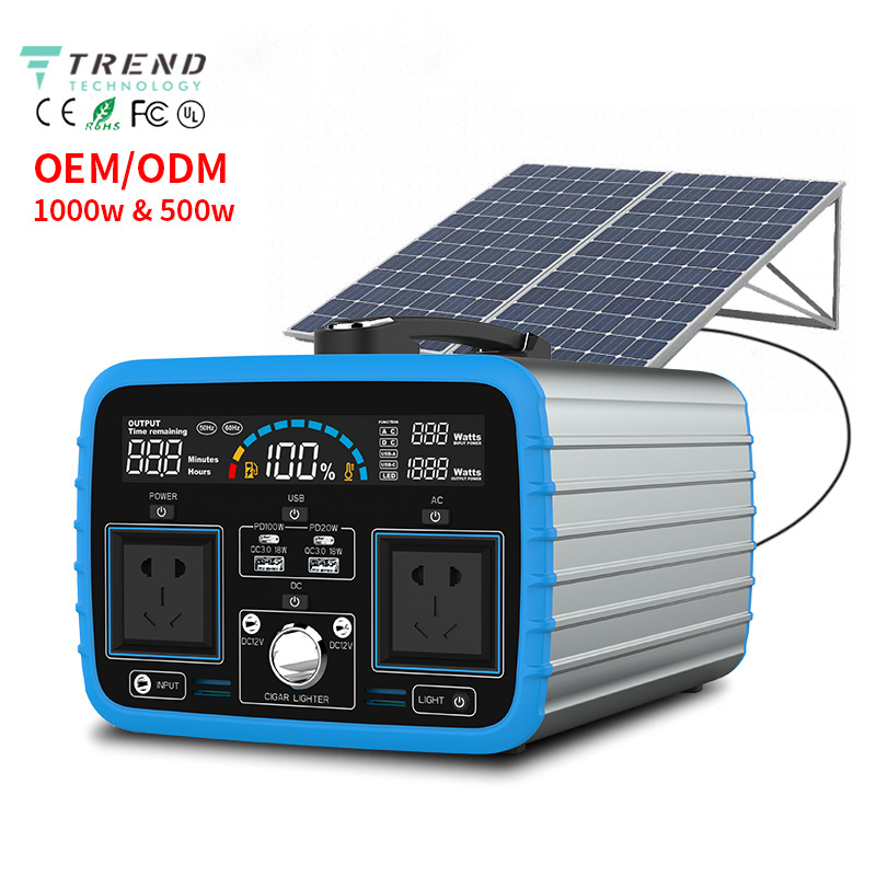 1000w Portable Power Station Lifepo4 Battery with Solar Panls Supply Custom / Outdoor Portable Power Banks Solar Power Station