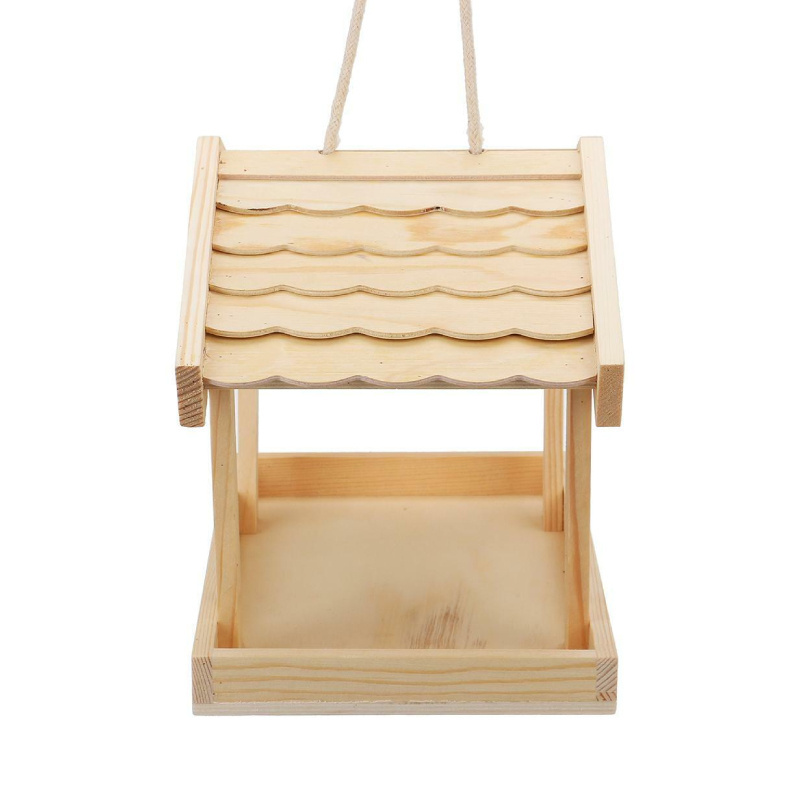 Trending Natural Wooden Bird House For Feeding Wholesale Price Weather Resistant Outdoor Garden Bird Feeding Station