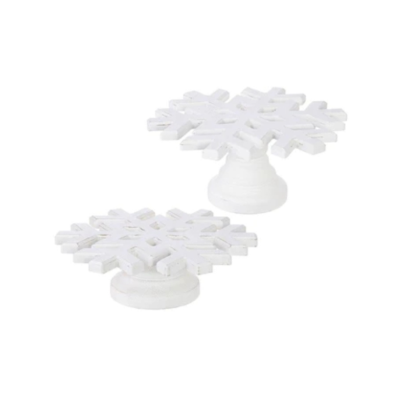 Wooden Snowflake Decoration In White Christmas Decorative Centerpiece Candle Display Riser At Reasonable Price