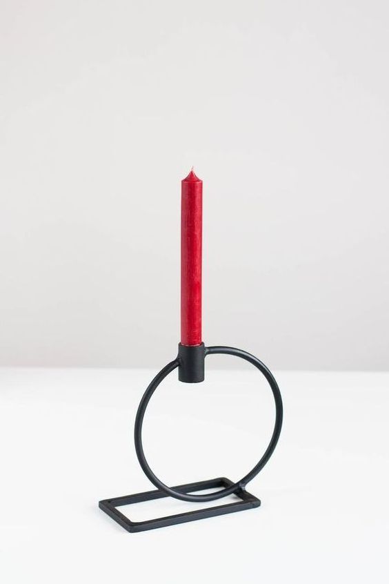 Made In India Custom Candle Holder Tabletop Black Coated Geometric Candle Holder Wax Stick holder For Office Home Decor