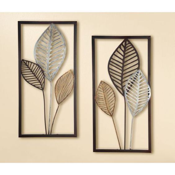 Colorful Leaves Elegant Wall Arts frame Solid iron Wall Paintings At Reasonable Low Prices metal handcrafted Wall Art Hot sale