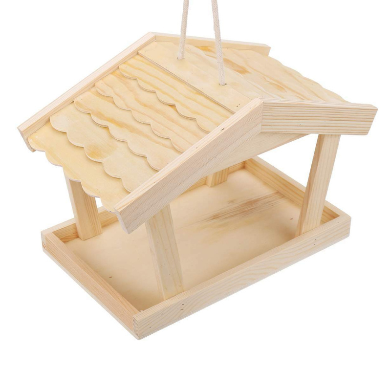 Trending Natural Wooden Bird House For Feeding Wholesale Price Weather Resistant Outdoor Garden Bird Feeding Station