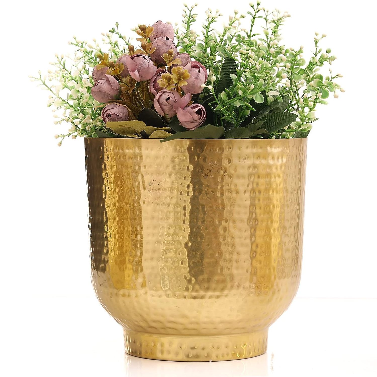 Iron Pedestal Tableware planter Gold Plated With Light Hammered Design Garden Equipment Brilliant American Style Flower Pot