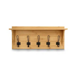 Best Selling Wooden Wall Hangers Organizer Farmhouse Style Wall Mounted Hooks & Shelve Storage Rack Supply From India