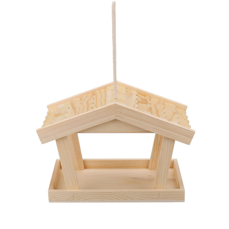 Trending Natural Wooden Bird House For Feeding Wholesale Price Weather Resistant Outdoor Garden Bird Feeding Station