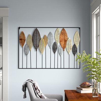 Colorful Leaves Elegant Wall Arts frame Solid iron Wall Paintings At Reasonable Low Prices metal handcrafted Wall Art Hot sale