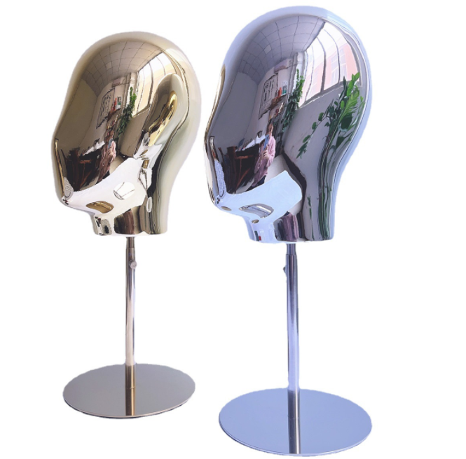 Electroplated Metal Gold And Silver Fashion Mannequin Head Model Heads Dummy Heads Display For Hats Display With Metal Base