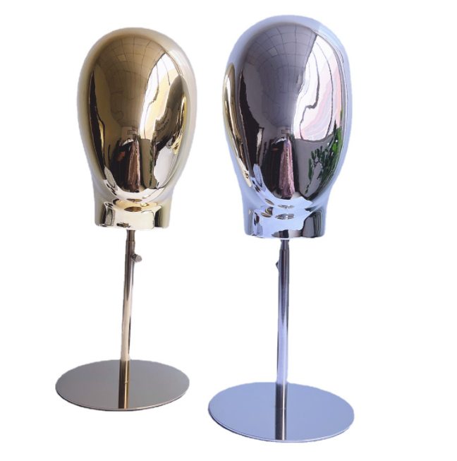 Electroplated Metal Gold And Silver Fashion Mannequin Head Model Heads Dummy Heads Display For Hats Display With Metal Base