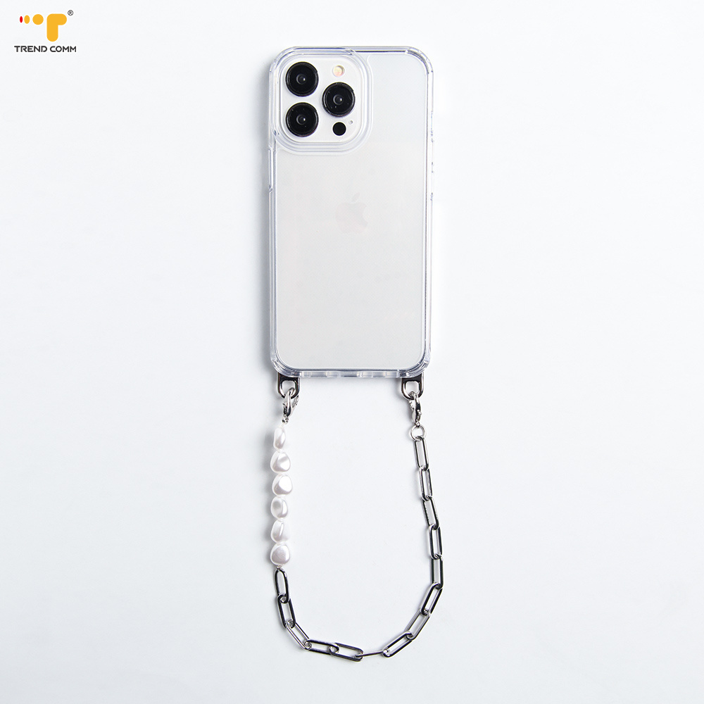 Cross Case With Arm Phone Wrist Hand Band Wristlet stainless steel necklace chain phone strap lanyard Cord Luxury For iPhone 15