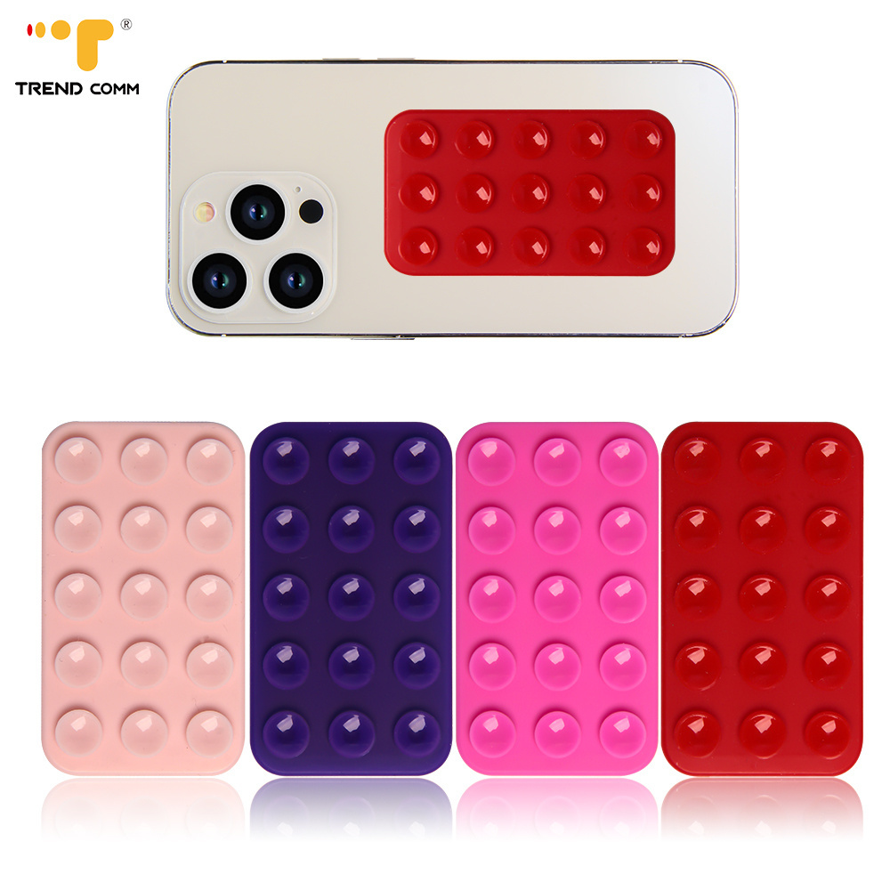 Double Sied Square Silicone Suction Holder Mobile Phone Case Red With Bracket Cup For Cell Mobile Phone