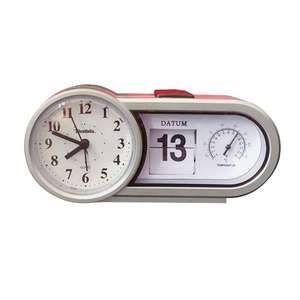 Promotional Customized analog retro vintage flip clock with date bedside flip desk clock with thermometer for elder