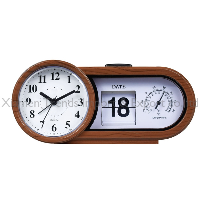 Promotional Customized analog retro vintage flip clock with date bedside flip desk clock with thermometer for elder