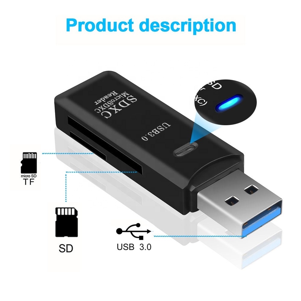 Super speed 2 in 1 USB 3.0 Card Reader For SDHC SDXC Micro TF SD Adapter OTG SD/TF Trans-flash Card for Mac10 Win7/8/xp/vista