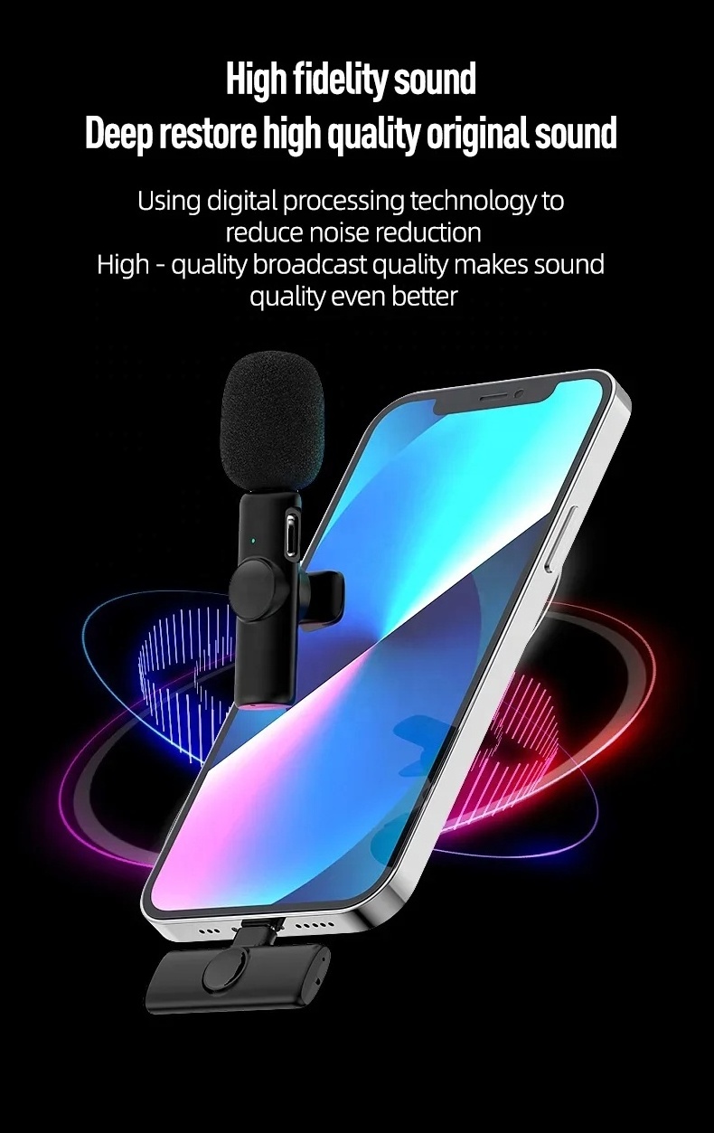 Latest Hot K11 Lapel wireless microphone lavalier Microphone Collar K11 mini mic with Type C and IOS optional dual jack k11 mic