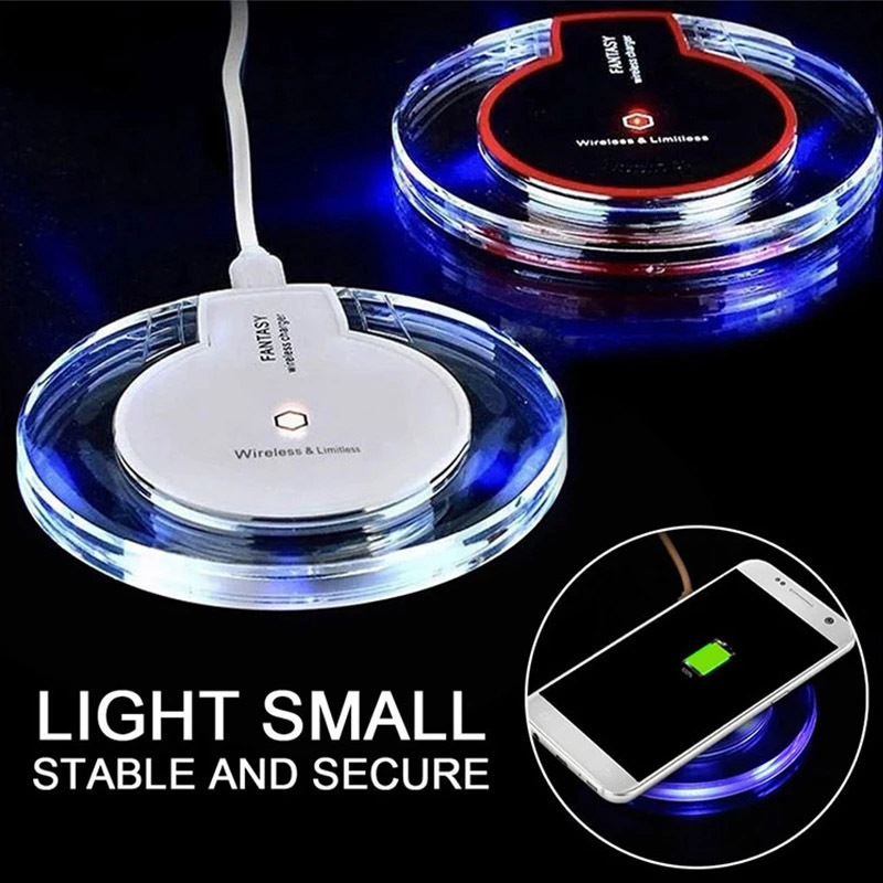 Top-Ranking Acrylic Crystal Round K9 Wireless Charger Universal  Transparent Wireless Charger pad LED Light 5W Wireless Charger