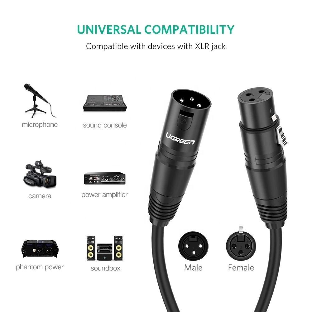 UGREEN High Grade Low Noise Speaker Audio Male to Female XLR Microphone Extension Cable