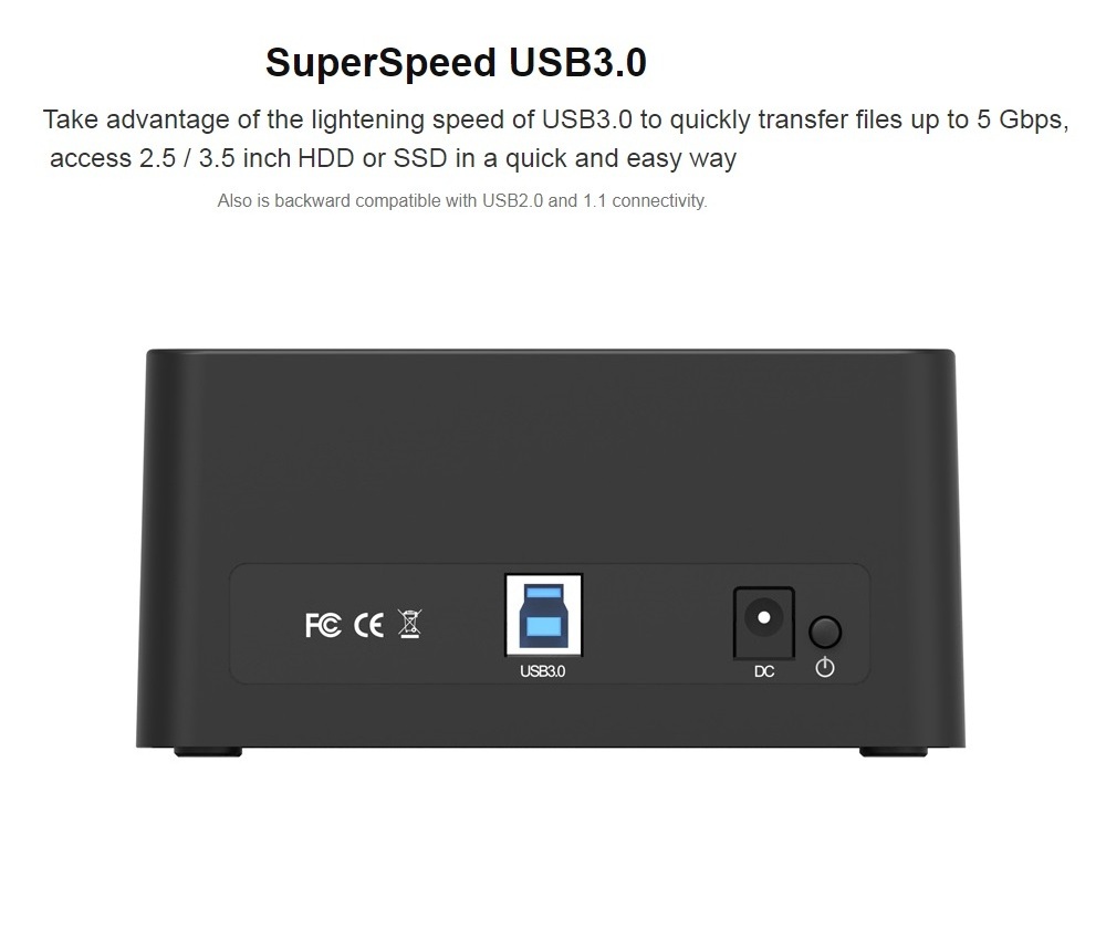 Orico External USB 3.0 1 bay 2.5/3.5 inch SSD SATA HDD Docking Station