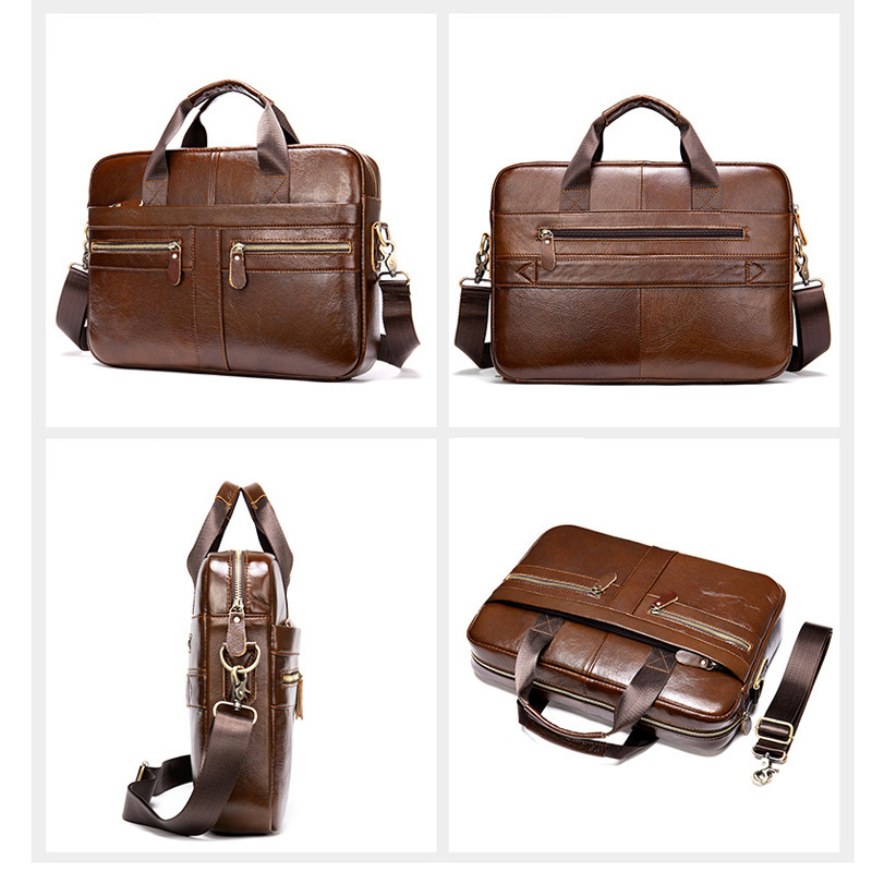 Wholesale Professional Custom Real Cowhide Office Messenger High Quality Laptop Leather Briefcase Bag