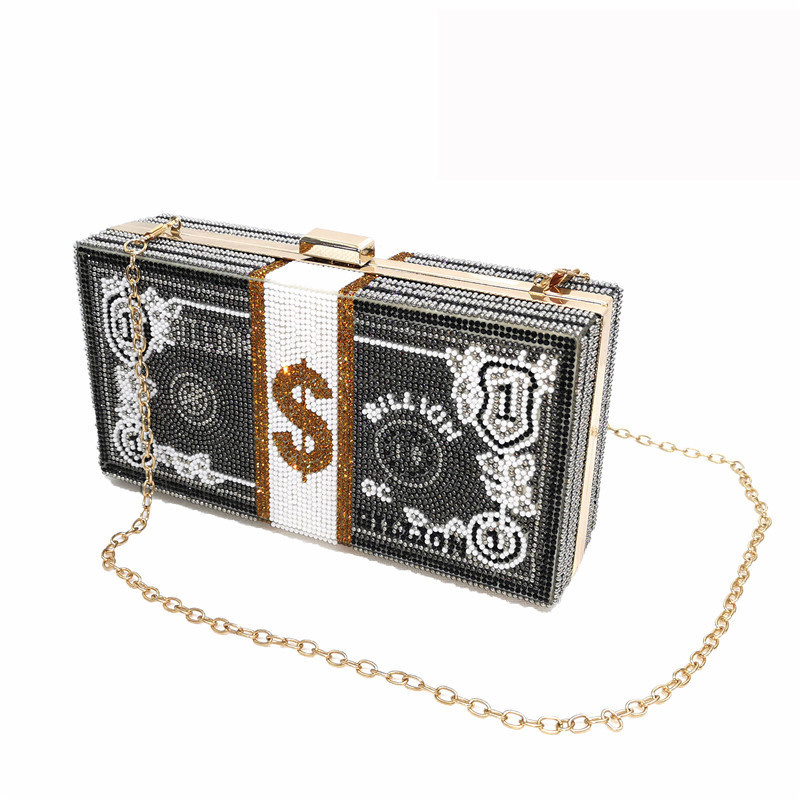 Trendy money bags handbag women wallet fashion design new rhinestone bling money clutch purse