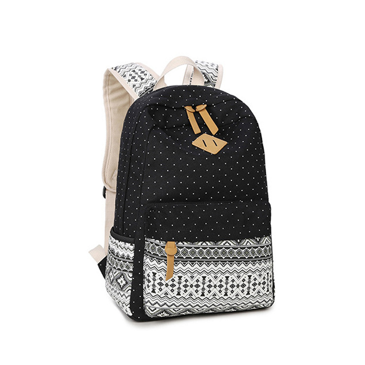 Wholesale china supplier fashion college bags canvas book bag for high school backpack