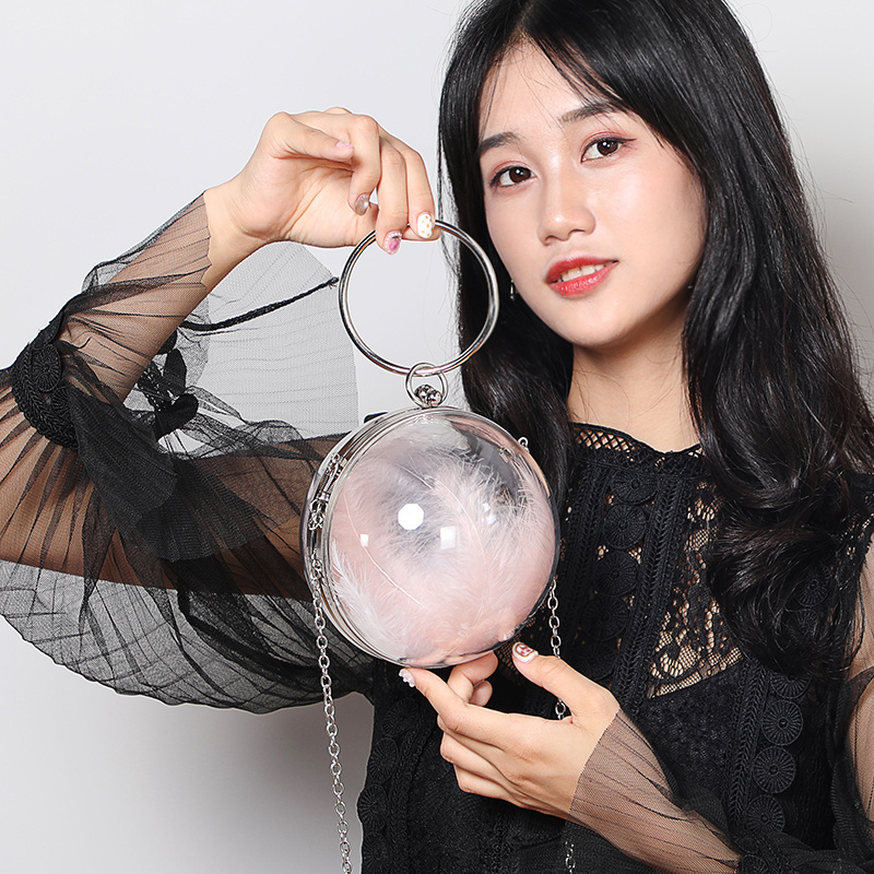 New lady evening bag high quality clear acrylic evening bag special customize women round ball clutch bag