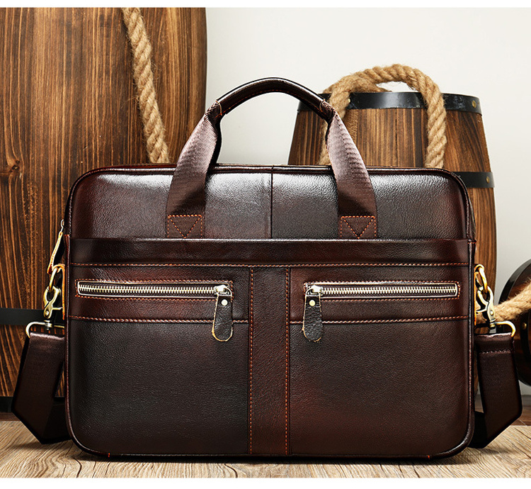 Wholesale Professional Custom Real Cowhide Office Messenger High Quality Laptop Leather Briefcase Bag