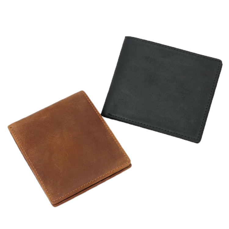 Hot selling RFID blocking minimalist slim wallet crazy horse genuine leather wallet men