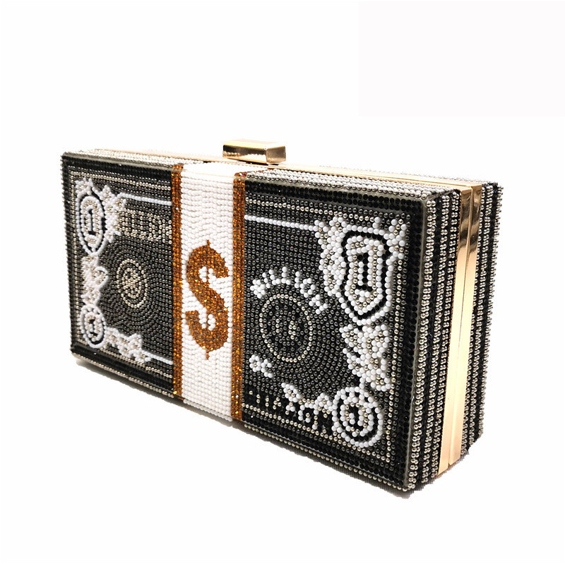 Trendy money bags handbag women wallet fashion design new rhinestone bling money clutch purse