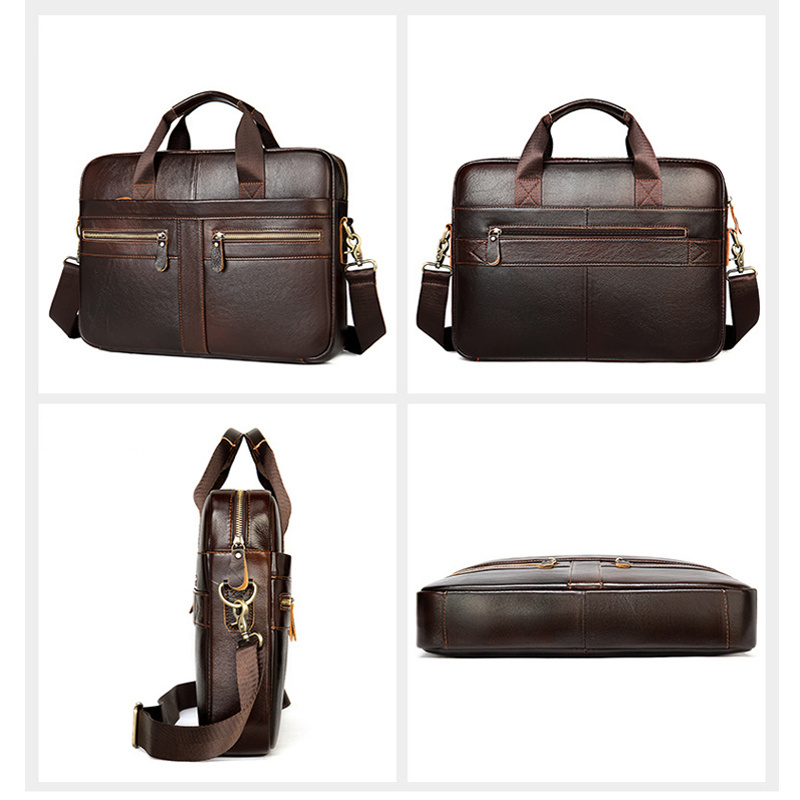 Wholesale Professional Custom Real Cowhide Office Messenger High Quality Laptop Leather Briefcase Bag