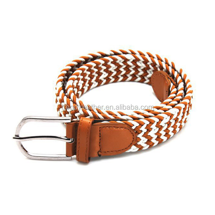 Fashion PU lady elastic belt, women fashion weaving colored leather belt