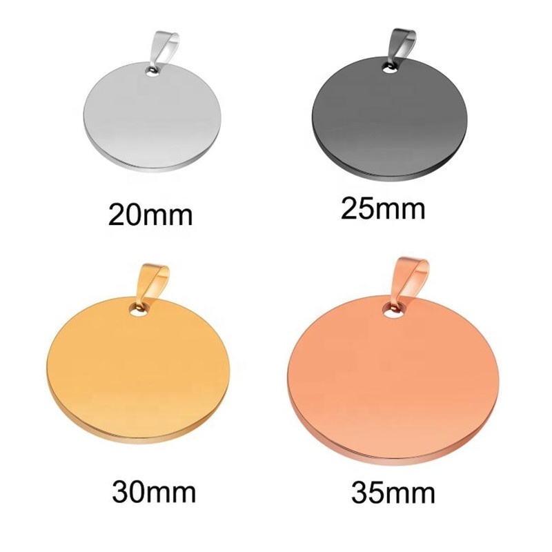 Wholesale high polished 316l stainless steel blank disc round dog id tag