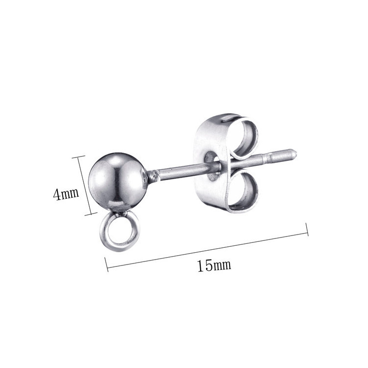 Wholesale cheap bead earring findings high polished stainless steel silver earring component