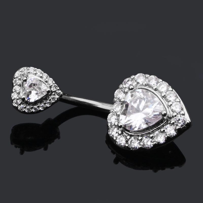 New Heart Zircon Belly Button Rings Stainless Steel Belly Piercing Rings Wholesale Body Jewelry Navel Piercing Jewelry