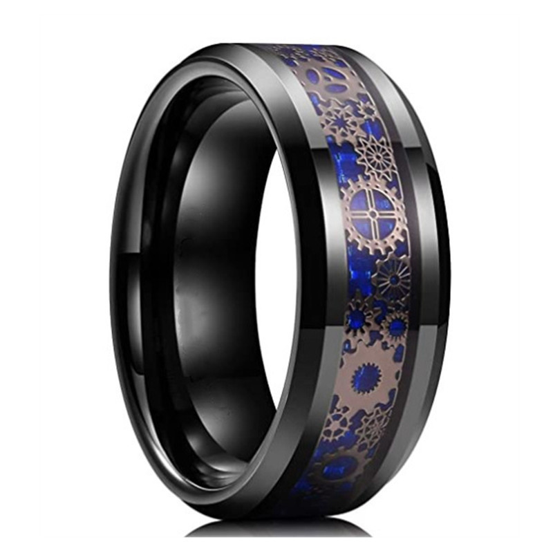 Wholesale Steampunk Gear Ring Jewellery Wheel Blue Black Tungsten Steel Steampunk Ring Jewelry For Men Women