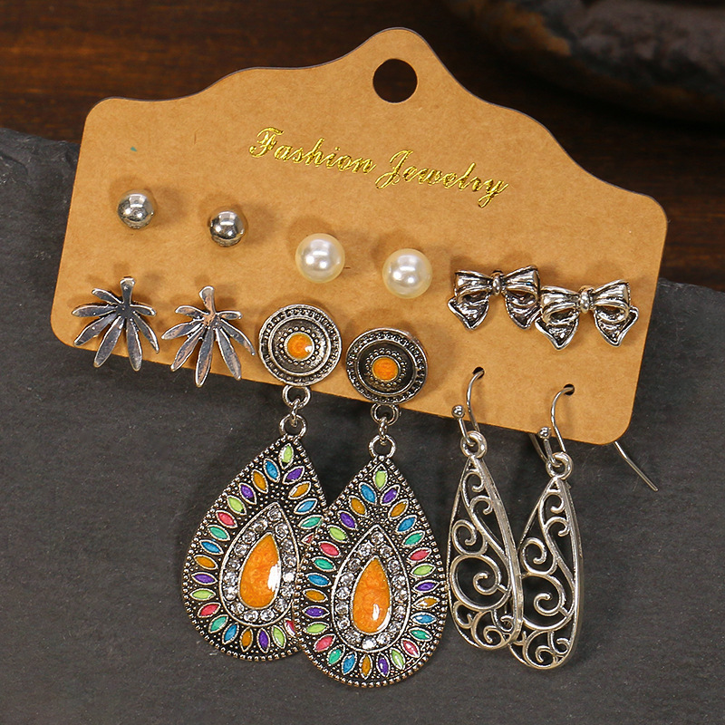 Trendy Ladies Bohemian Earrings Set   6 Pairs Per Cards Wholesale Vintage  Ethnic Women  Boho Chic Jewelry