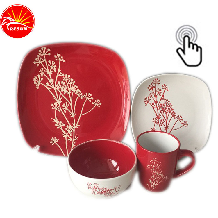 European Italian cheap stock new design living art ceramic Hotelware set with plate bowl