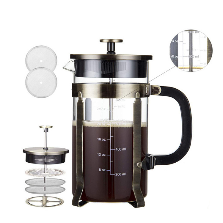 Borosilicate Glass Coffee Tea Maker French Coffee Press with coffee plunger And Filter