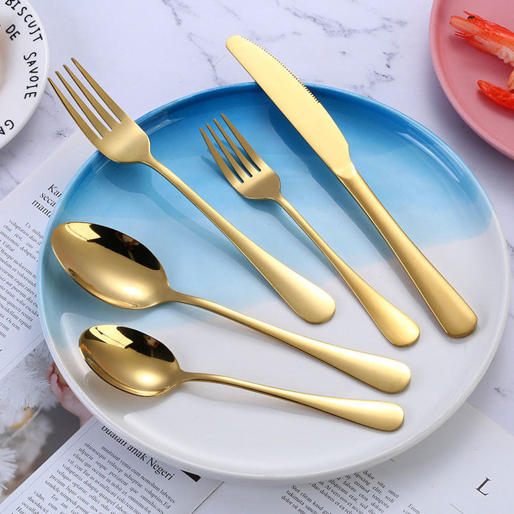 kitchen black metal silver 24 pcs 304 rose matte gold dinner knife spoons and fork cutlery set stainless steel flatware set