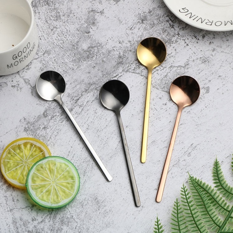 2023 Popular 13cm 15cm 17cm Custom Mini Small Long Handled 304 Stainless Steel Rose Gold Teaspoon Metal Dessert Tea Spoon