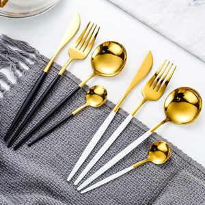 gift wedding tea matte golden spoon rest combo set knife spoon fork set gold cutlery 24 pcs cheap stainless steel cutlery spoon