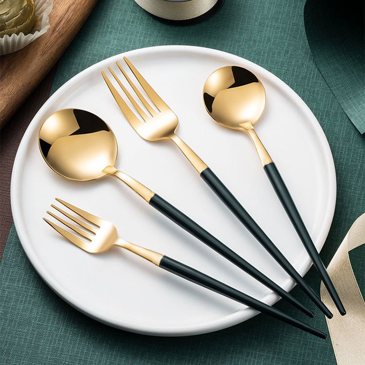 gift wedding tea matte golden spoon rest combo set knife spoon fork set gold cutlery 24 pcs cheap stainless steel cutlery spoon