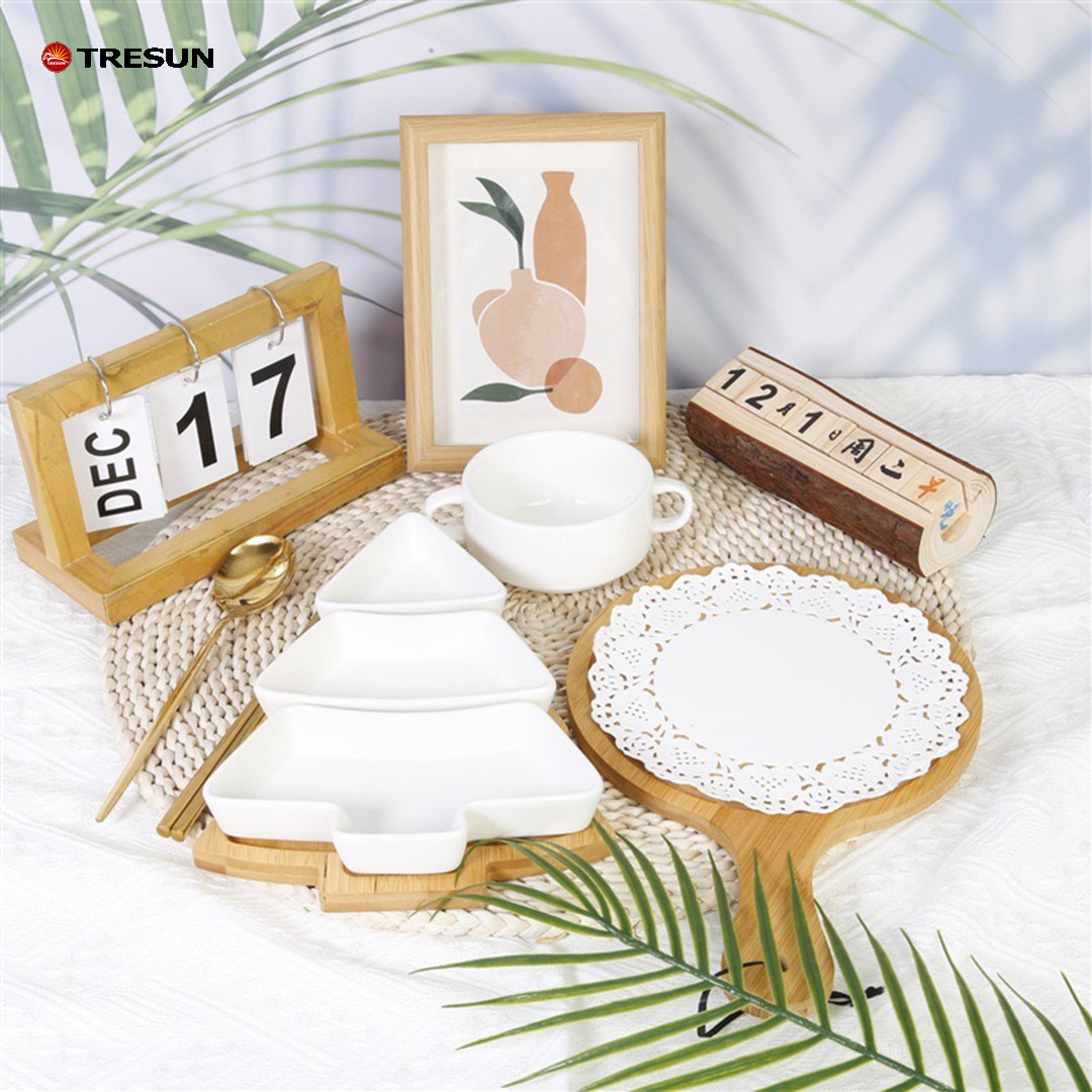 removable porcelain tree appetizer dessert bowl ceramic snack white christmas tree plates chip & dip set with bamboo tray