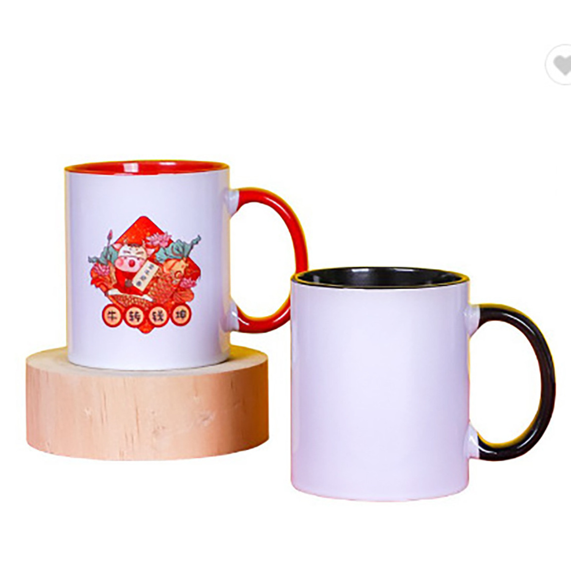 pink blue yellow coated 11 oz custom hot chocolate tea milk inner color handle ceramic coffee sublimation mug cup with box